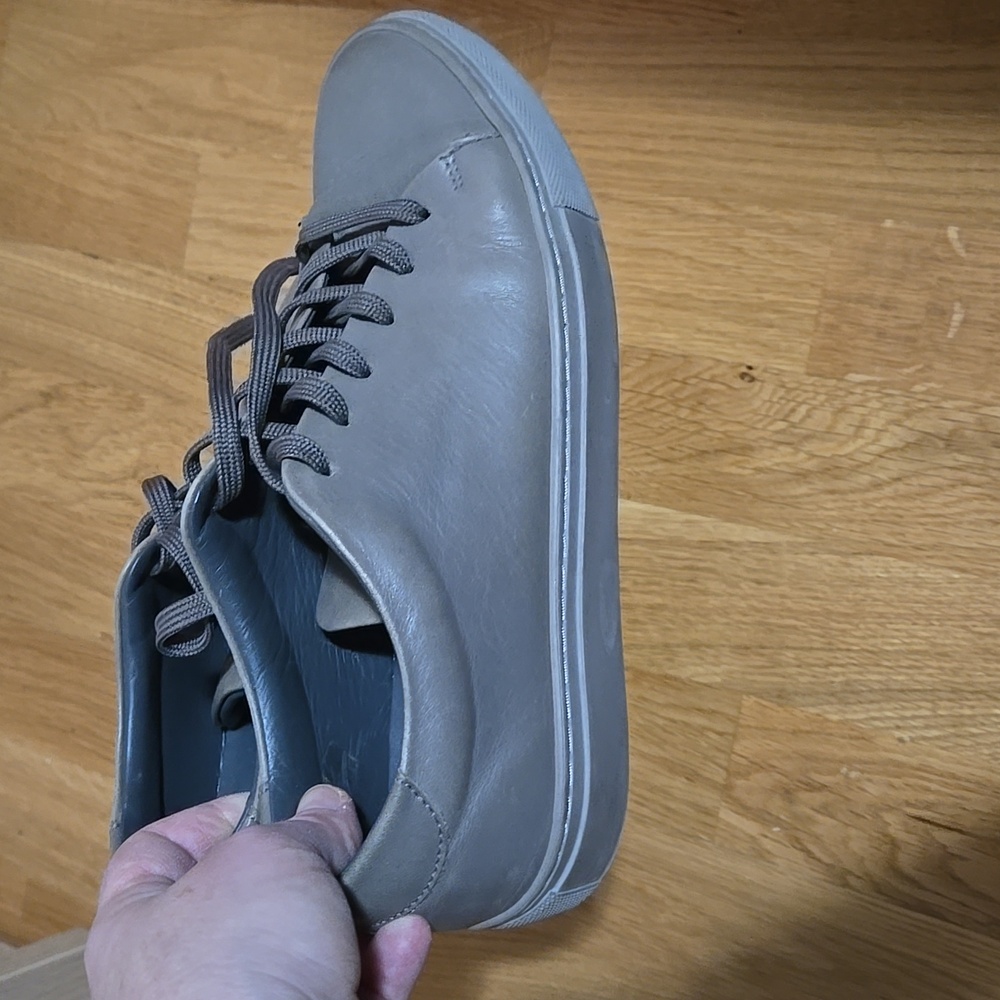Frank & Oak Dark Taupe Leather Sneakers size 8